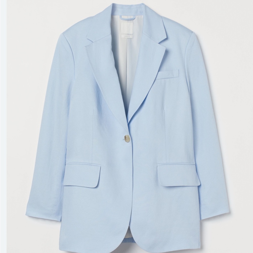 H&M Blue Blazer Modern Tailored Suit Jacket